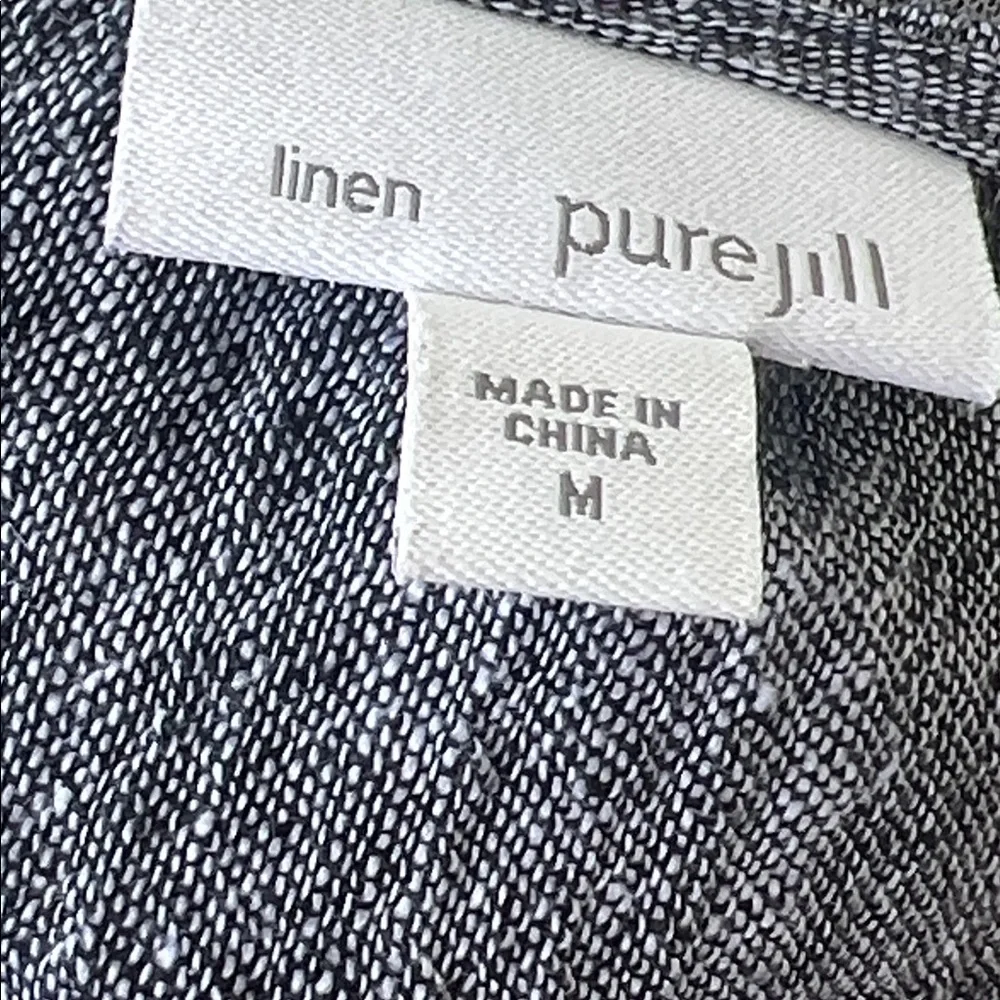 Purejill J.Jill Women's Linen Blue Crinkle Open Front Cardigan Size M